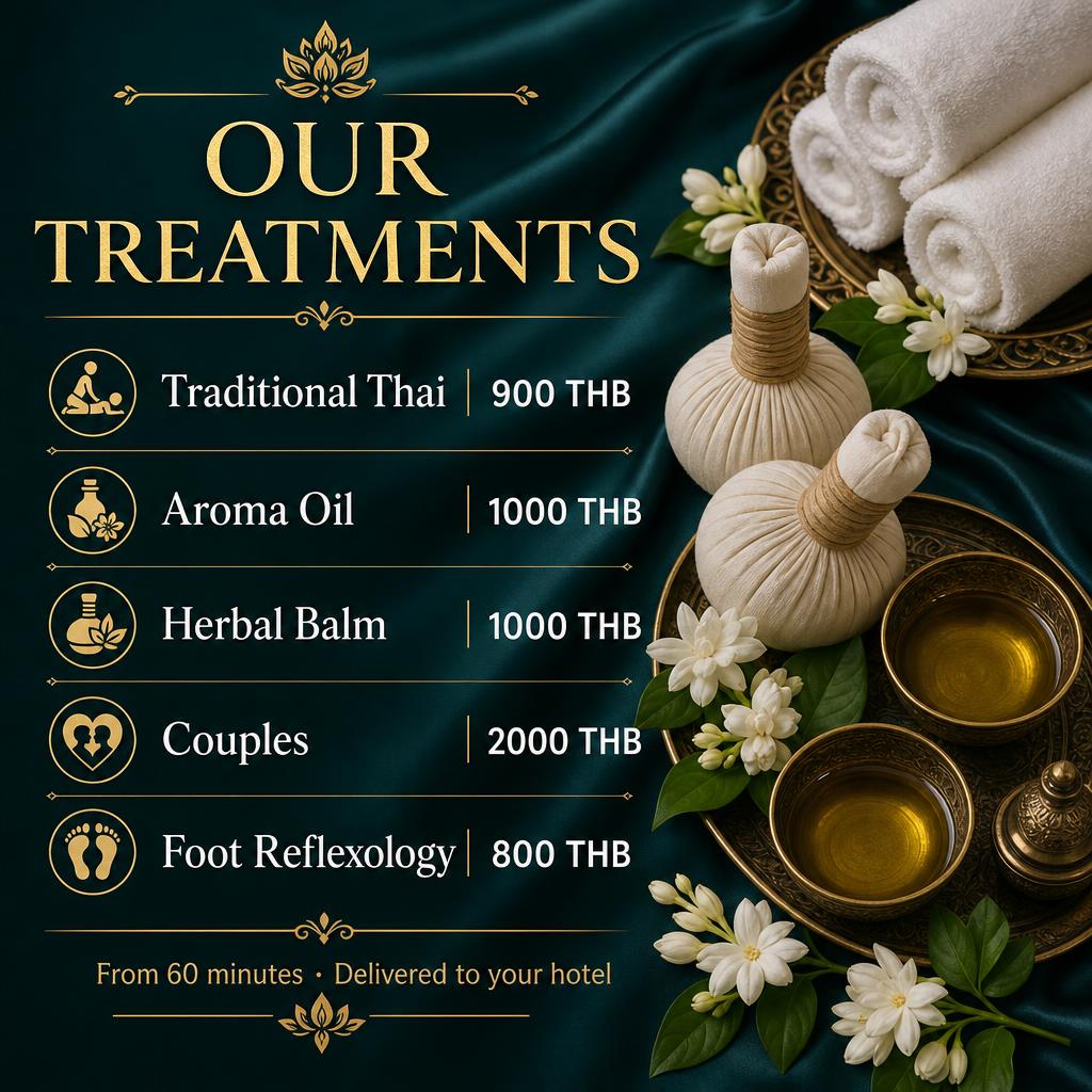 Ying Thai outcall massage treatment menu with prices